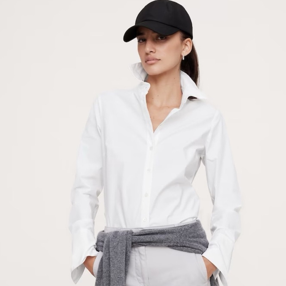 Banana Republic White Riley II Tailored Shirt - Size 10 - Picture 2 of 7